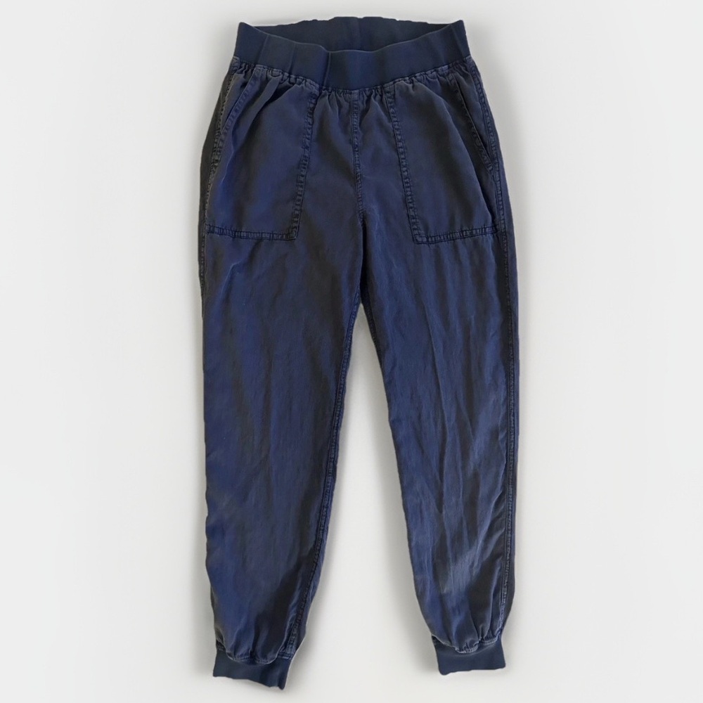 Faherty Arlie Day Jogger Pants Blue Loungewear Linen Blend Women’s Size Small
